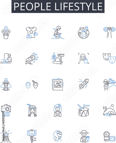 People lifestyle line icons collection. execution, deployment, integration, realization, attainment, materialization, performance vector and linear illustration. fulfillment,administration