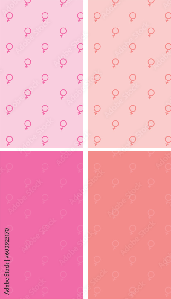 Set of backgrounds with women symbol