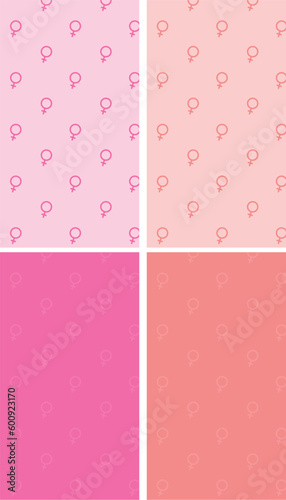 Set of backgrounds with women symbol