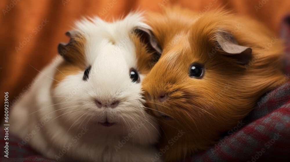 A snuggly guinea pig cuddling with its mate. AI generated A snuggly guinea pig cuddling with its mate. AI generated