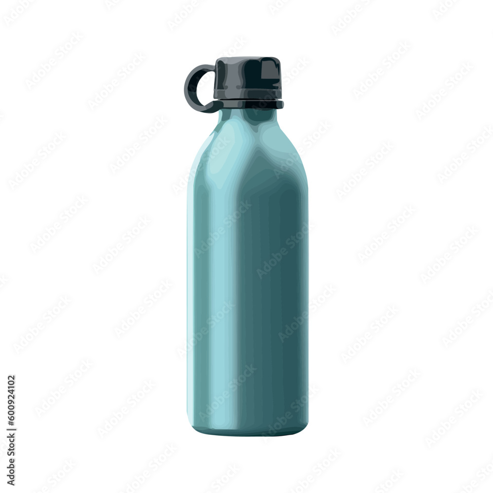 Transparent plastic water bottle with blue cap - obrazy, fototapety, plakaty 