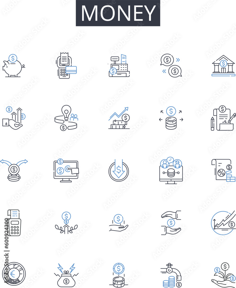 Money line icons collection. Streamlining, Cost-effective, Compliance, Simplification, Efficiency, Accessible, Automation vector and linear illustration. Integration,Personalization,Accuracy outline Money line icons collection. Streamlining, Cost-effective, Compliance, Simplification, Efficiency, Accessible, Automation vector and linear illustration. Integration,Personalization,Accuracy outline