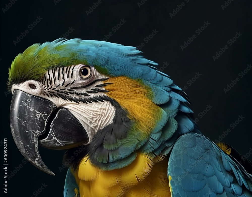Fototapeta premium A talented parrot mimicking human speech. AI generated