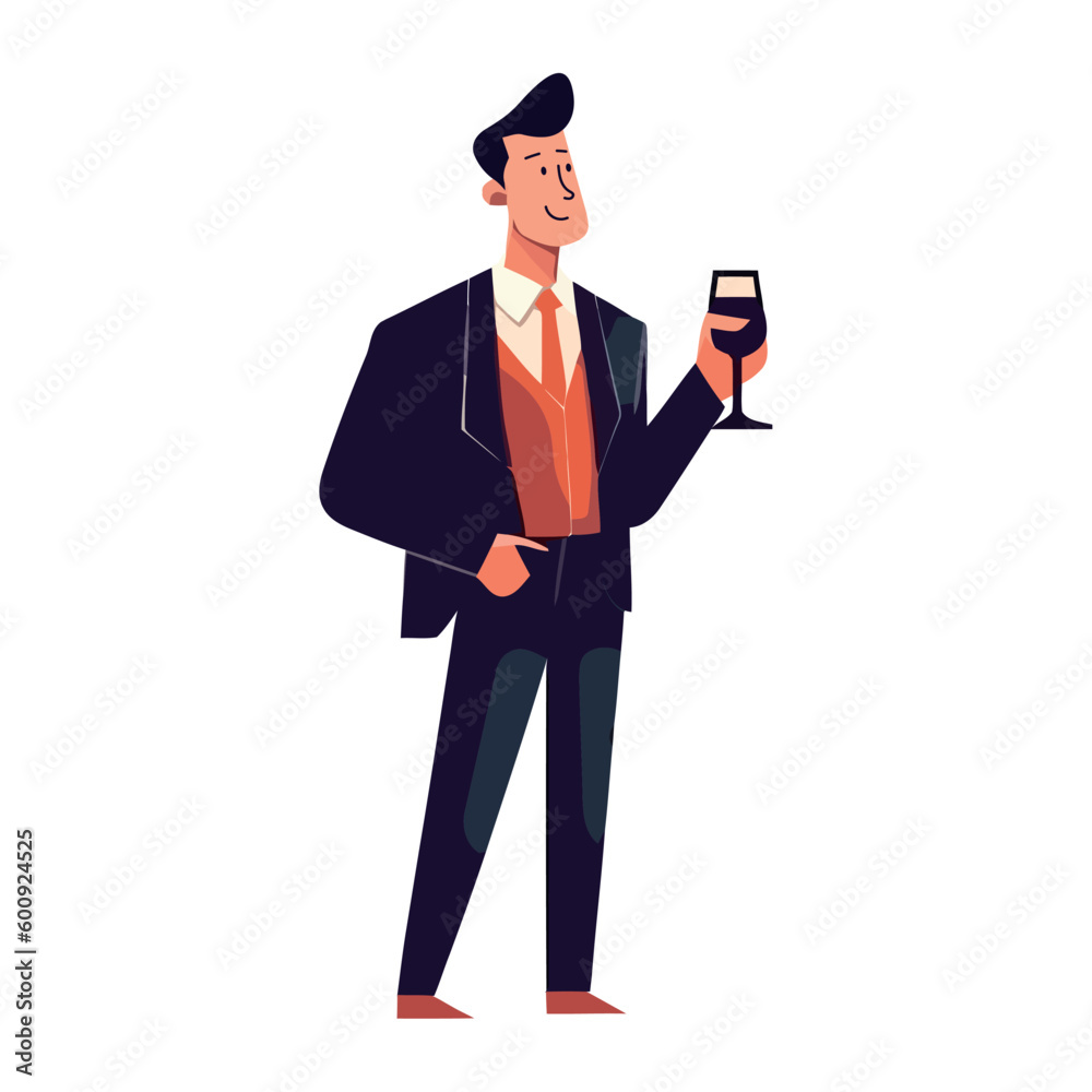 Successful businessman holding champagne glass in celebration Successful businessman holding champagne glass in celebration