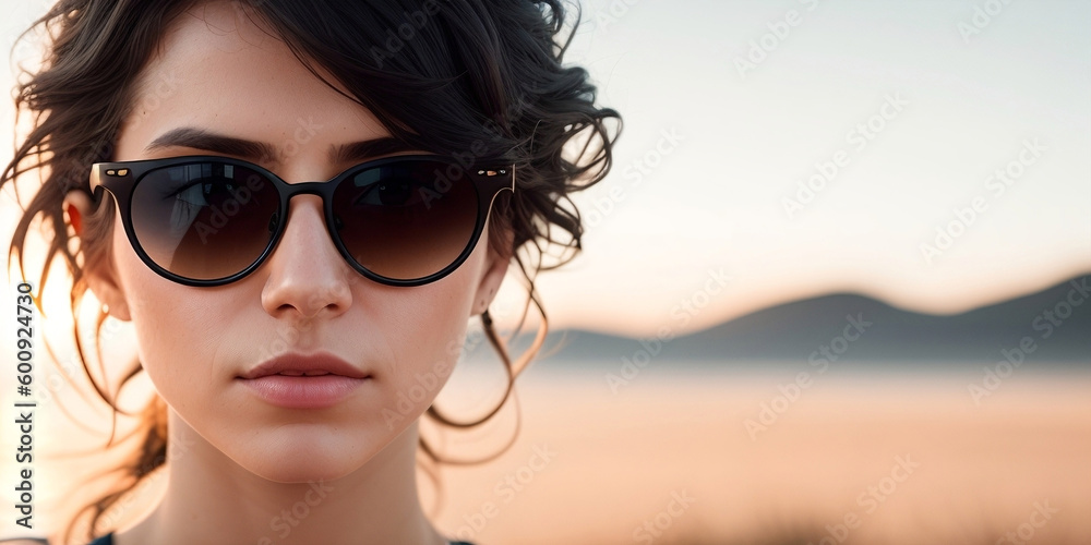 Woman wearing sunglasses, generative ai Woman wearing sunglasses, generative ai
