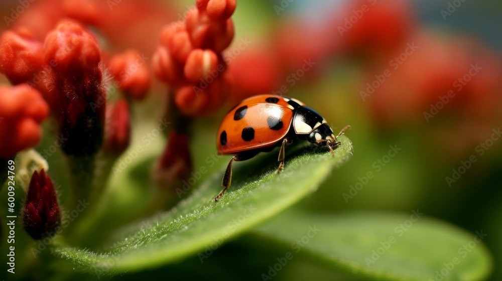 A tiny ladybird crawling on a flower petal. AI generated A tiny ladybird crawling on a flower petal. AI generated
