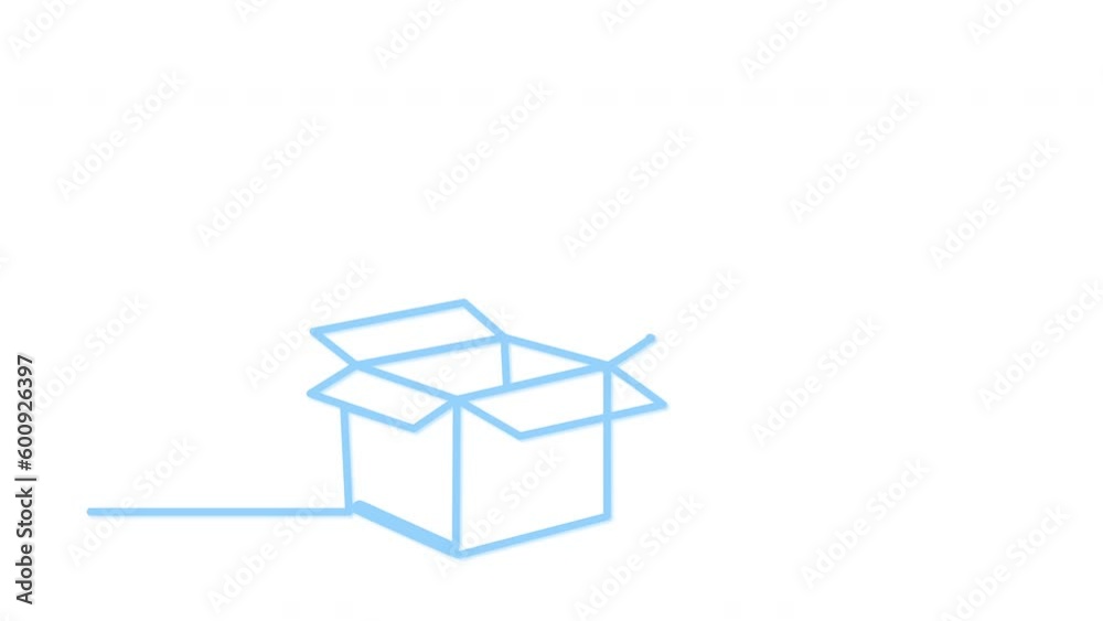 Open box self drawing line animation. Blue color Open box self drawing line animation. Blue color