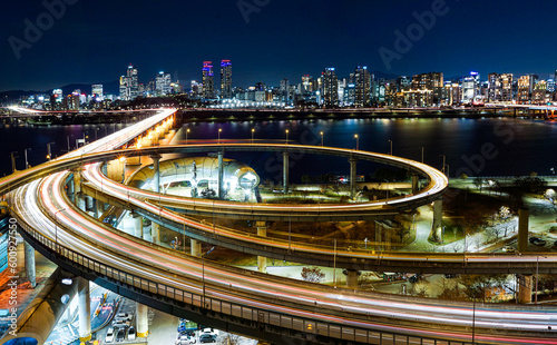 Night view of Seoul Expressway in Korea © Near