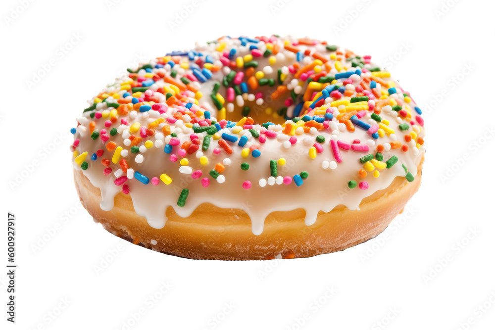 Donut with sprinkles isolated on transparent background. Tasty donut. Generative AI Donut with sprinkles isolated on transparent background. Tasty donut. Generative AI