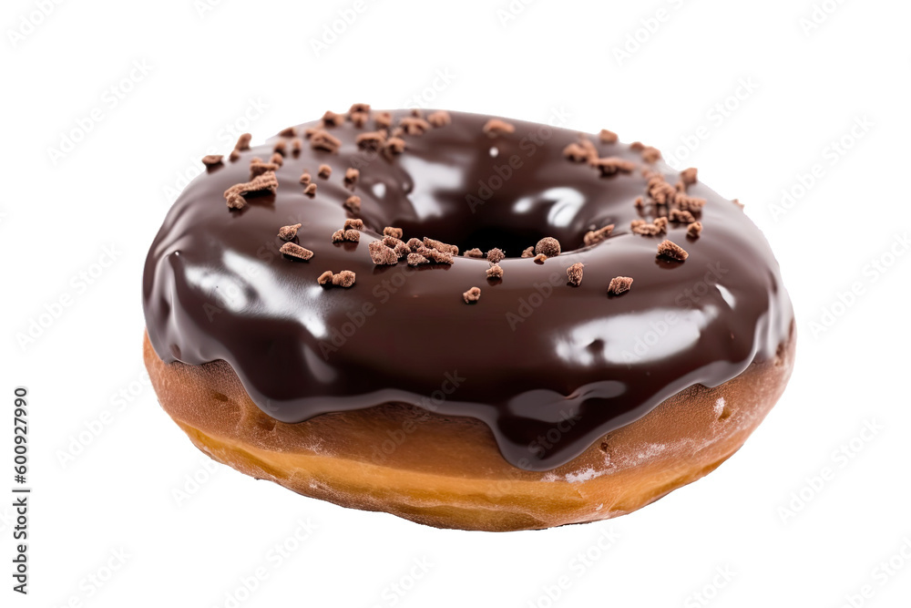 Chocolate donut isolated on transparent background. Tasty chocolate donut. Generative AI Chocolate donut isolated on transparent background. Tasty chocolate donut. Generative AI