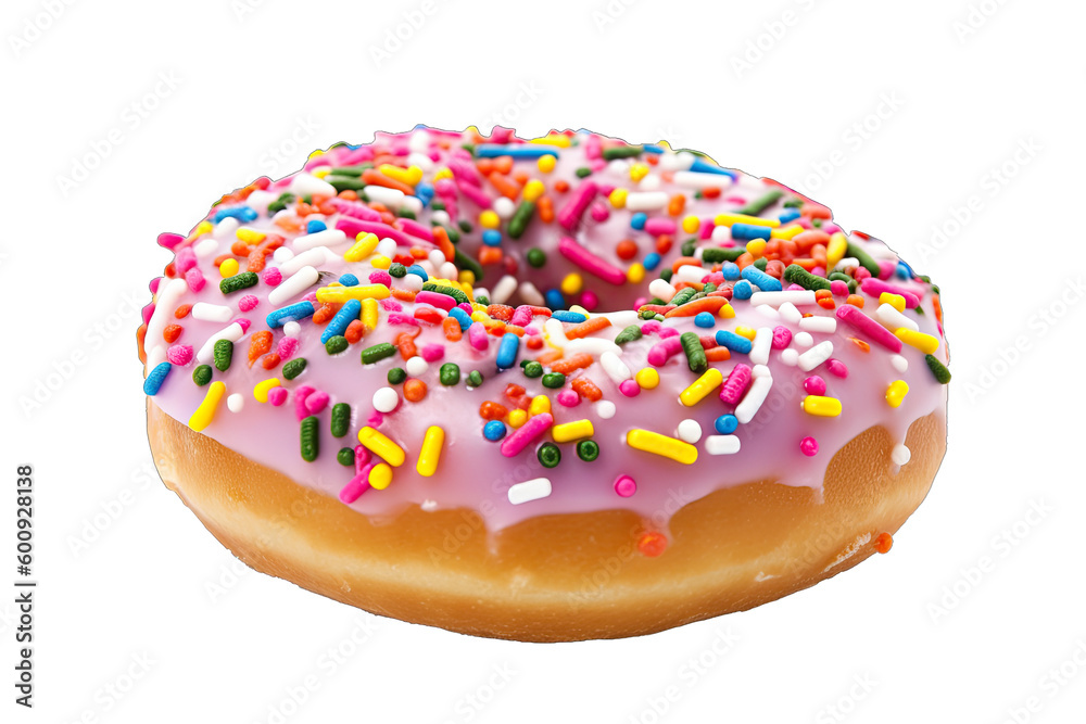 Donut with sprinkles isolated on transparent background. Tasty donut. Generative AI Donut with sprinkles isolated on transparent background. Tasty donut. Generative AI
