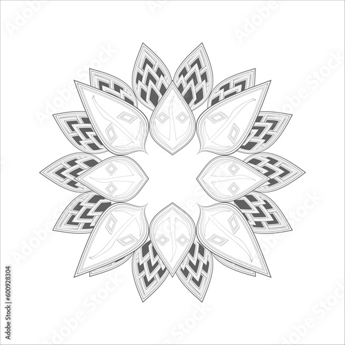 Colouring Page for Adult for Fun and Relaxation. Hand Drawn Sketch for Adult Anti Stress. Decorative Abstract Flowers in Black Isolated on White Background.-vector © buyungade