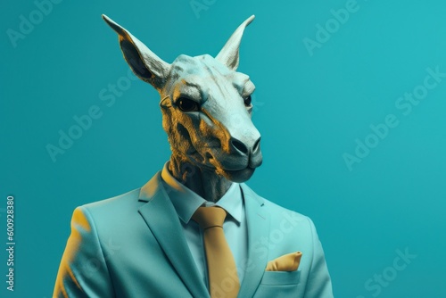 Anthropomorphic antelope dressed in a suit like a businessman. Business Concept. AI generated, human enhanced