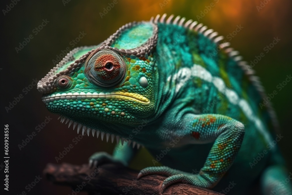 Beautiful green chameleon lizard family. A symbol of adaptation to change. AI generated, human enhanced Beautiful green chameleon lizard family. A symbol of adaptation to change. AI generated, human enhanced