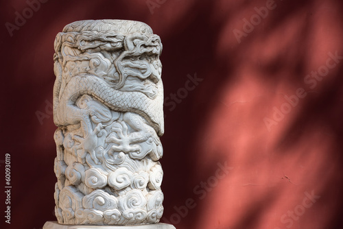Canvas Print The marble railing with the dragon carved in Temple of Heaven