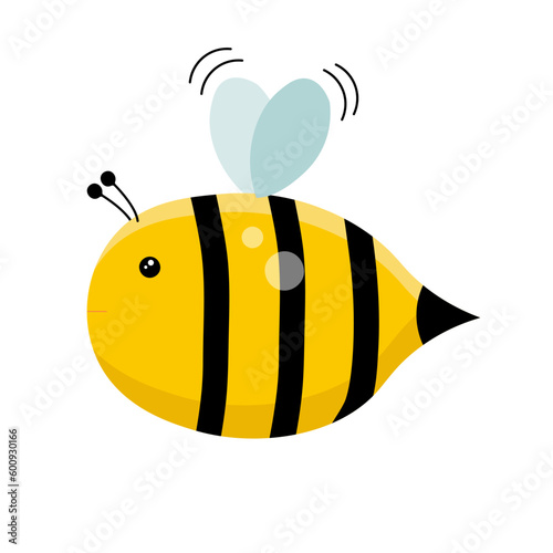 Cartoon style bee on an isolated white background.