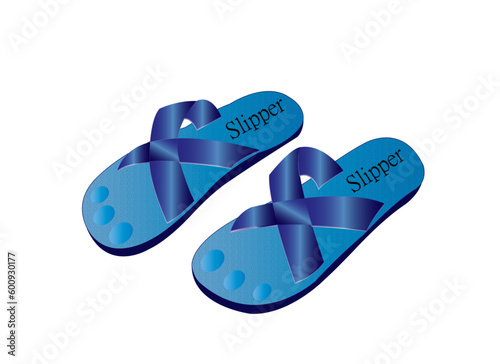 Blue slippers and an open shoe in shades of blue