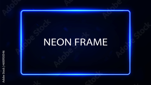 Bright glowing blue neon frame on dark background.