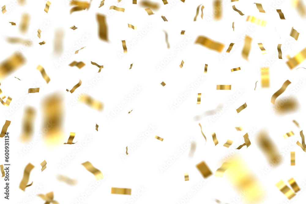 Golden confetti fluttering down in celebration - obrazy, fototapety, plakaty 