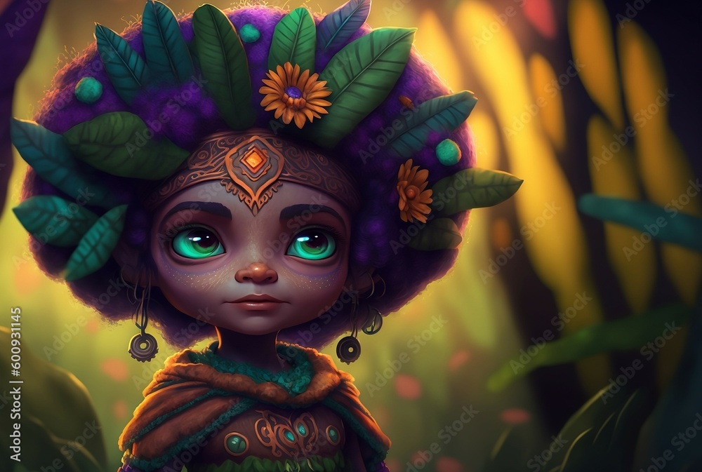 A magical girl who protects nature wearing an amazonian headdress A magical girl who protects nature wearing an amazonian headdress