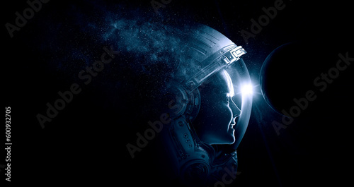 Fototapeta Naklejka Na Ścianę i Meble -  Astronaut at spacewalk . Mixed media