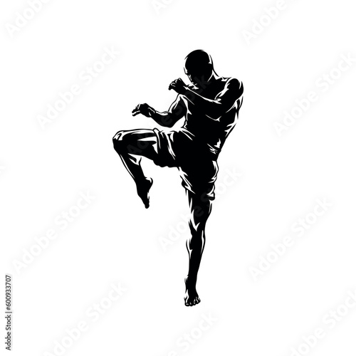 muay thai fighter silhouette logo