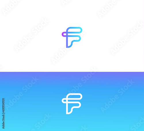 Letter F logo set with gradient design, concept of 5G, future and forward. Technology F letter logo.