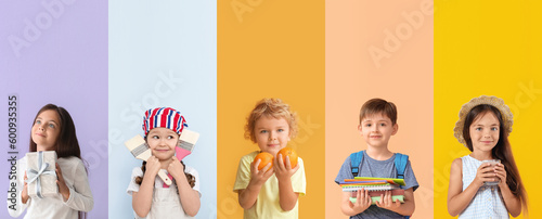 Group of little children on...