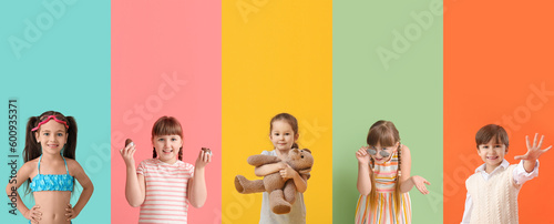 Set of little children on c...