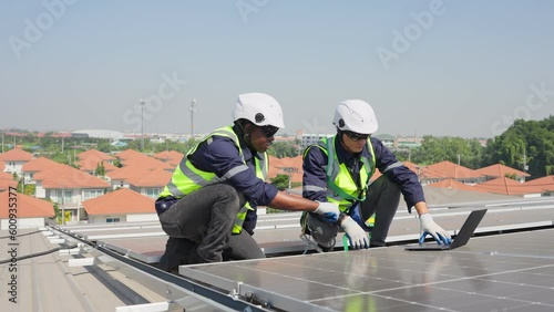 Wallpaper Mural Professional engineer work to maintenance of photovoltaic panel system. Torontodigital.ca