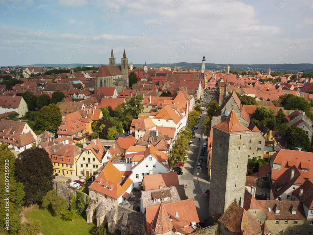 Obraz premium Rothenburg ob der Tauber aerial panoramic view. region of Bavaria, Germany.