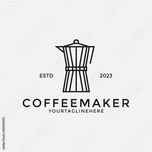Vintage classic coffee maker moka pot logo design template