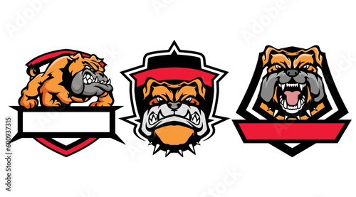 Fotografiet Bulldog logo design for esports team. Bulldog logo badge emblem.