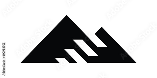 logo design mountain and stairs icon vector illustration