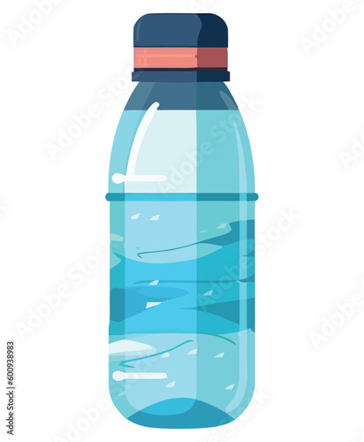 Fresh blue water in plastic bottle