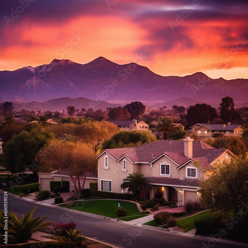sunset in the mountains - Generated by AI