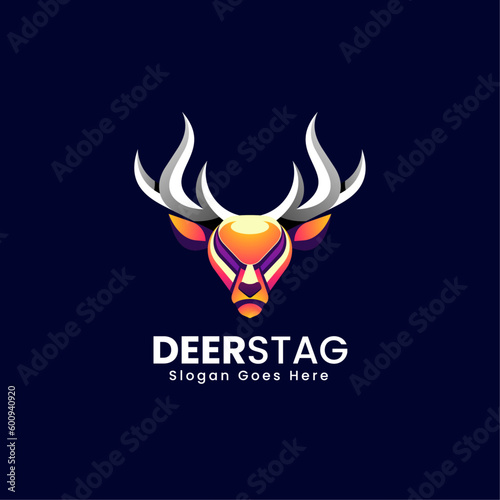 Vector Logo Illustration Deer Stag Gradient Colorful Style