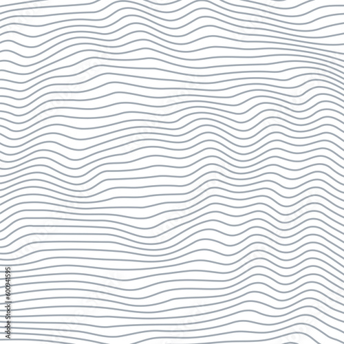 Abstract background with wavy lines. Gray and white vector pattern.