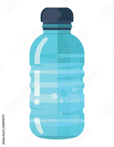 Transparent plastic bottle with purified water