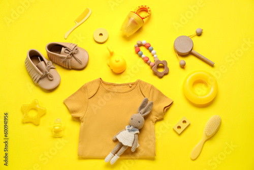 Composition with baby cloth...