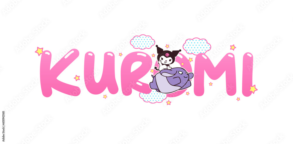Vecteur Stock Vector Illustration Kuromi Lettering Fonts With Character Vecteur Stock Vector Illustration Kuromi Lettering Fonts With Character