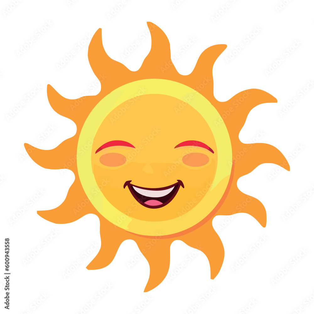 Smiling sun mascot brings happiness and heat Smiling sun mascot brings happiness and heat