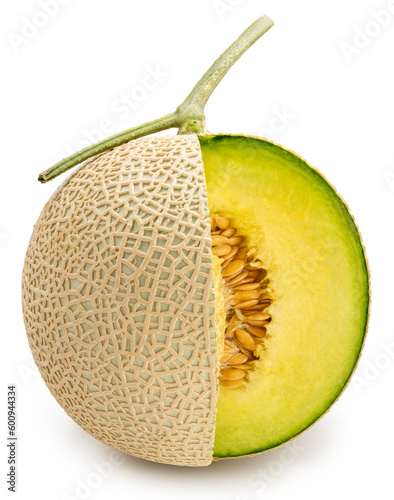 Shizuoka Crown Melon or cantaloupe isolated on white background,Yellow Crown Musk Melon isolated on white background With clipping path. photo
