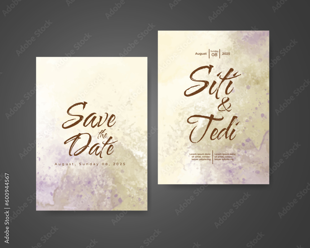 Wedding invitation with abstract watercolor background Wedding invitation with abstract watercolor background