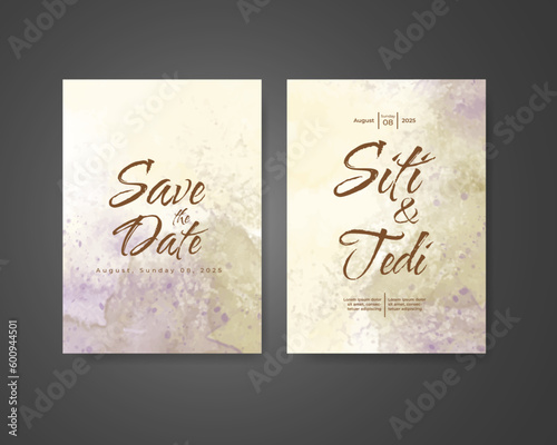 Wedding invitation with abstract watercolor background