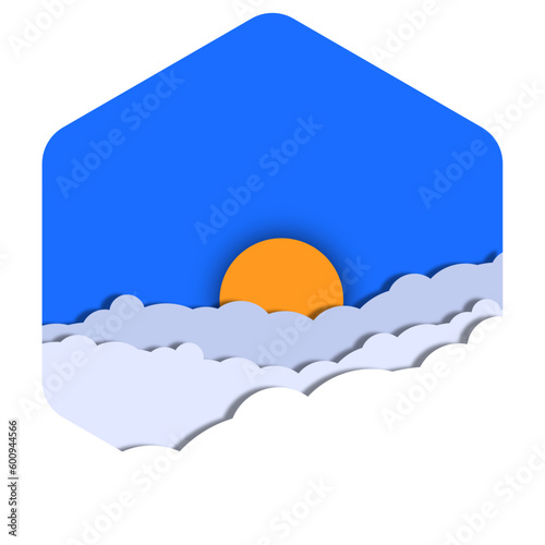 View of blue sky and clouds papercut style