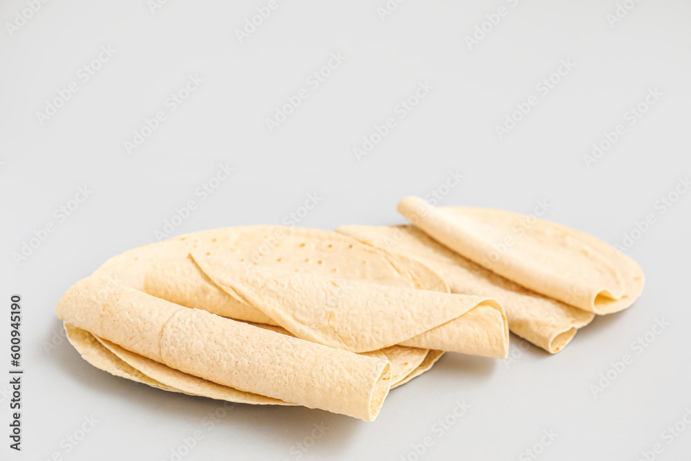Thin lavash on grey background