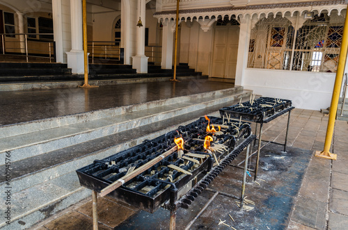 Candle stand at St. Lawrence minor basilica at Attur, Karlakala, India photo