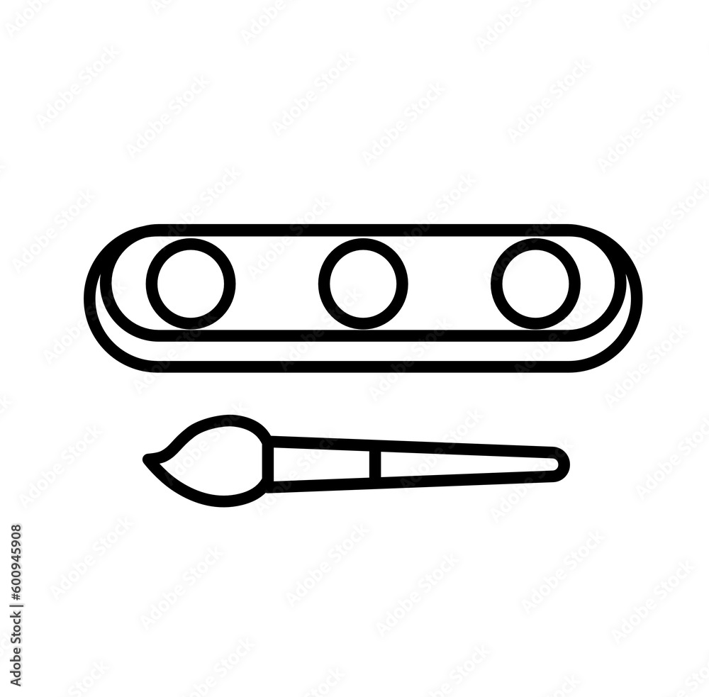 Cute makeup brushes palette outline icon Cute makeup brushes palette outline icon