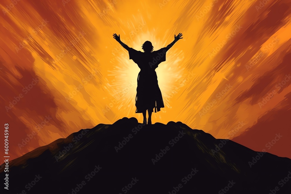 Man worshiping in a hill with open hands